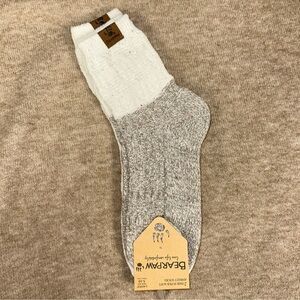 BearPaw 2 Pk White Heather Taupe Brown Super Soft Knit Anklet Socks